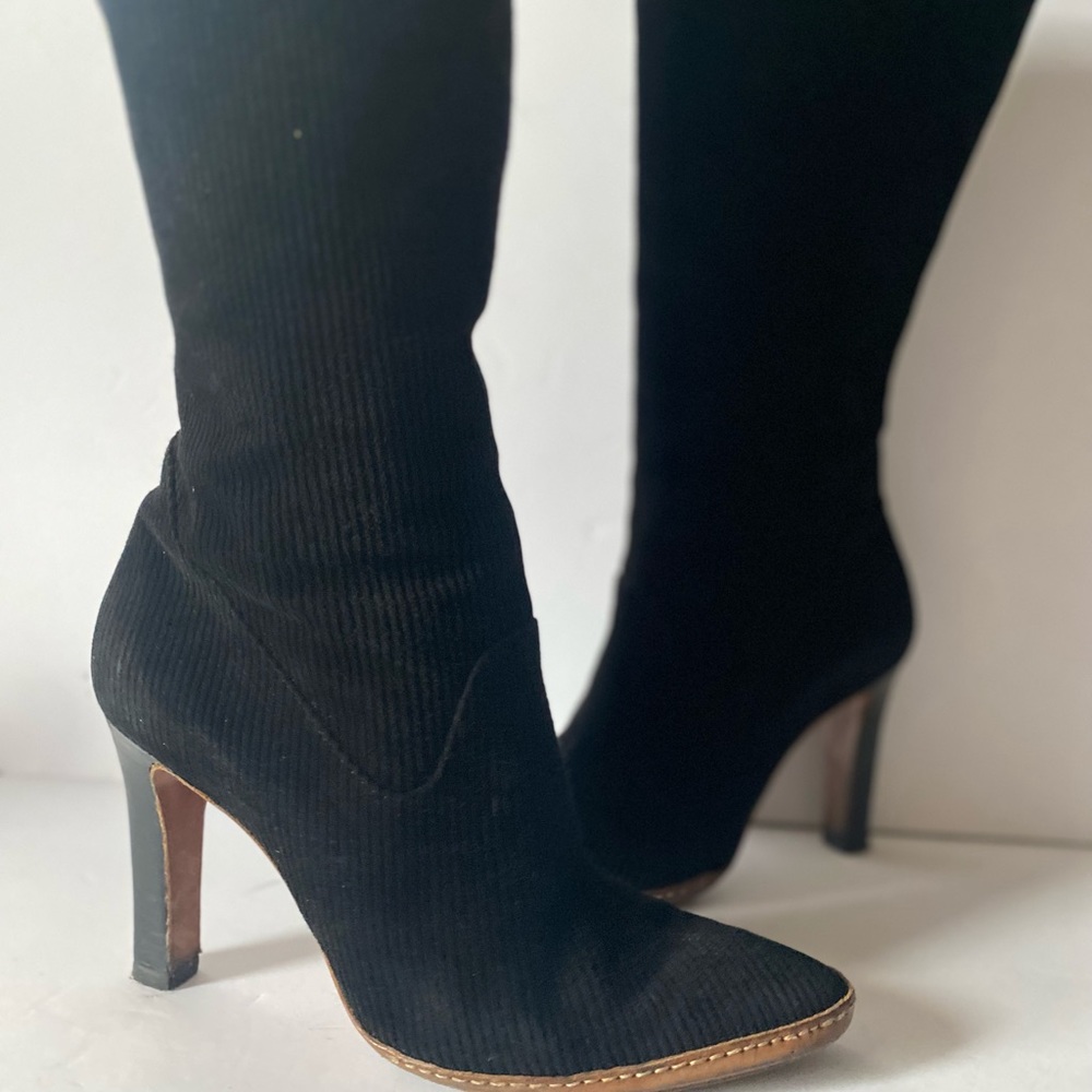 Vintage 90s Versus Versace Black Corduroy Mid-Calf Boots - Rare Archival Piece - Picture 14 of 15